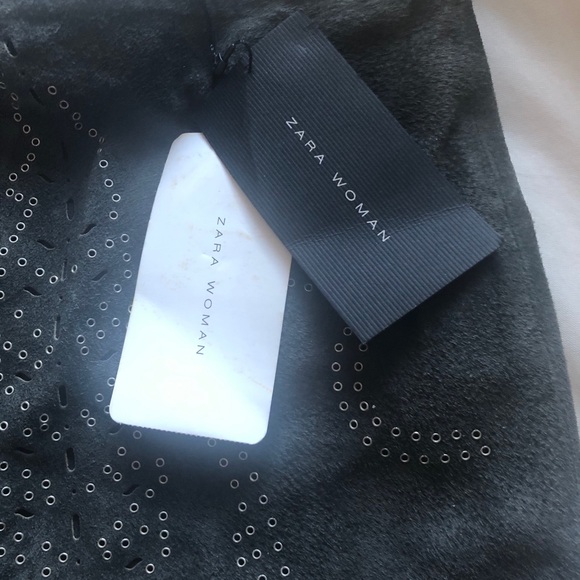 Zara woman open work genuine suede skirt - Picture 5 of 8